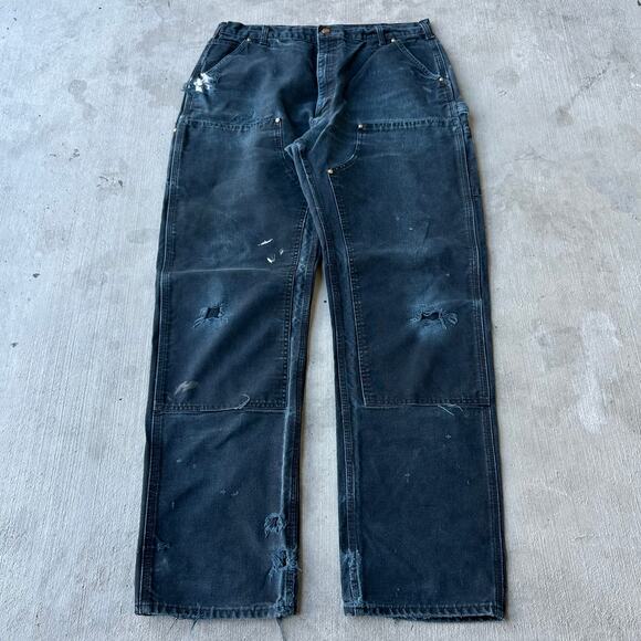 Vintage Y2K Carhartt black double knee work wear carpenter pants - Picture 1 of 8
